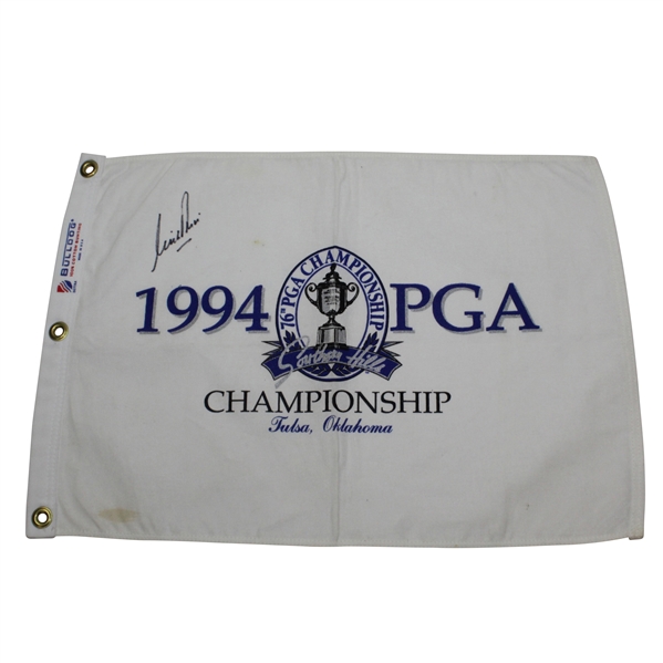 Nick Price Signed 1994 PGA Championship at Southern Hills White Flag JSA ALOA