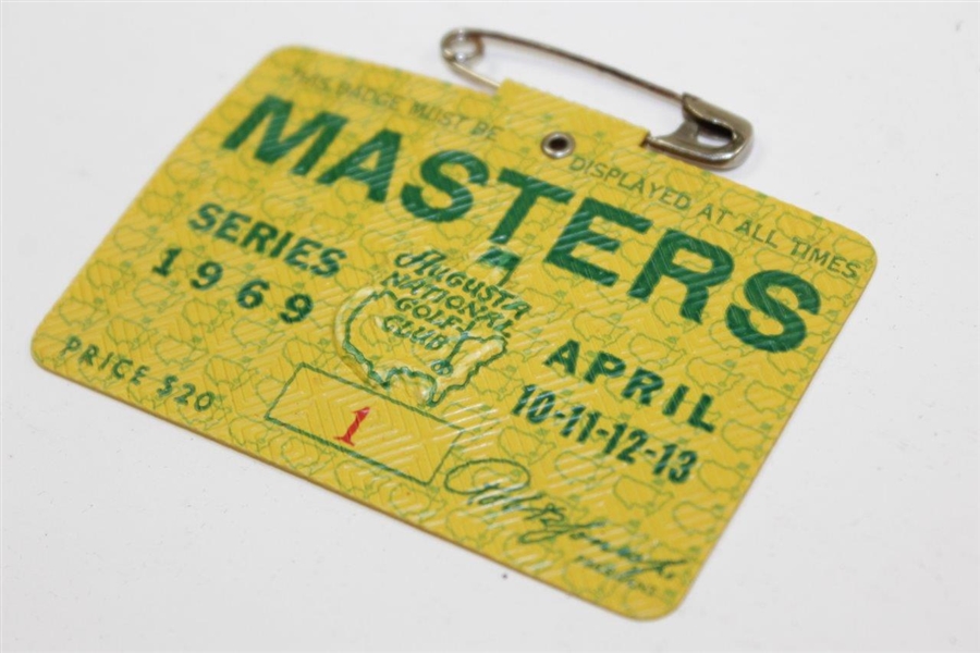 1969 Masters Tournament Series Badge #1 - Rare Number One Badge!