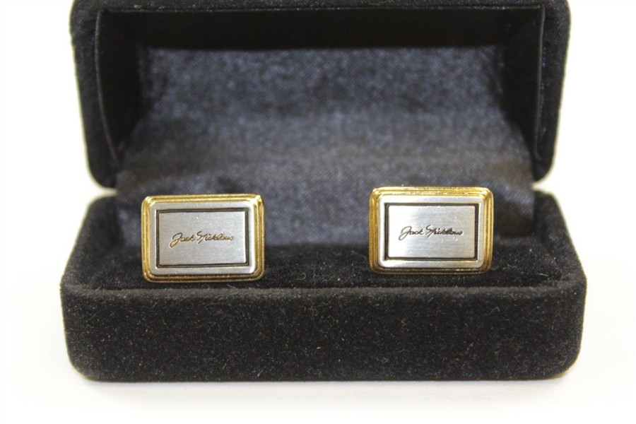 Pair of Classic Jack Nicklaus 'Signature' Cuff Links in Black Display Box