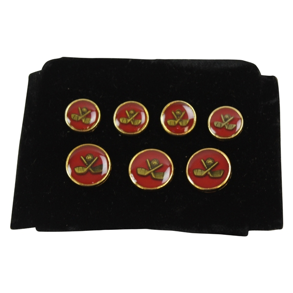 Seven(7) Crossed Golf Clubs with Golf Ball Button Set
