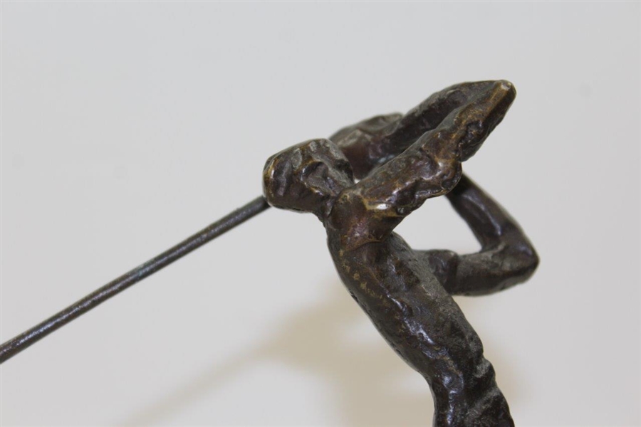 Unmarked & Undated Bronze Golfer Statue - Following Through