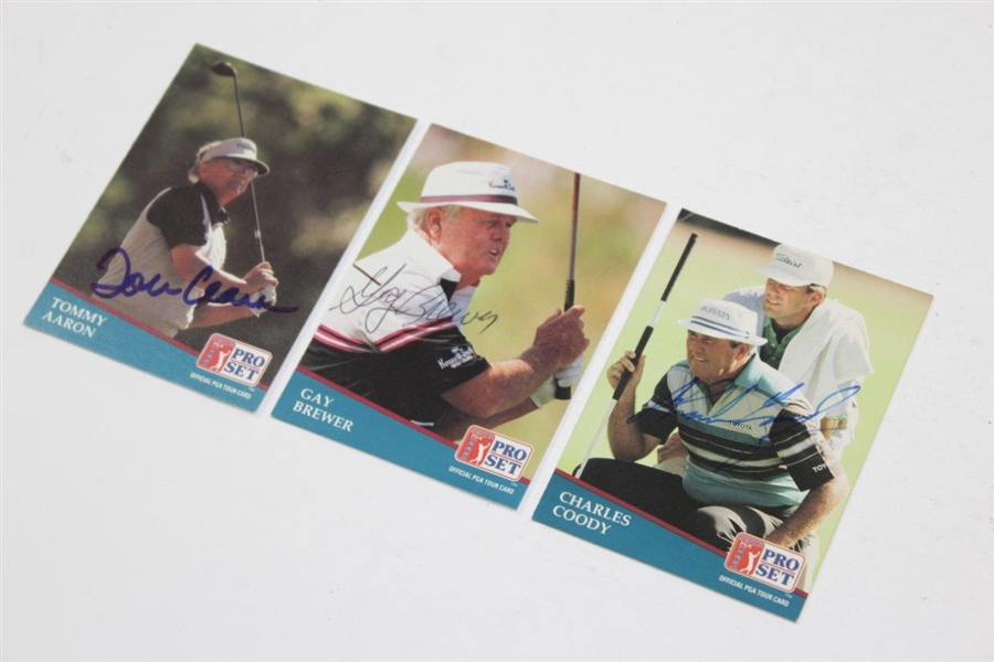 Gay Brewer, Tommy Aaron, & Charles Coody Signed Golf Cards JSA ALOA