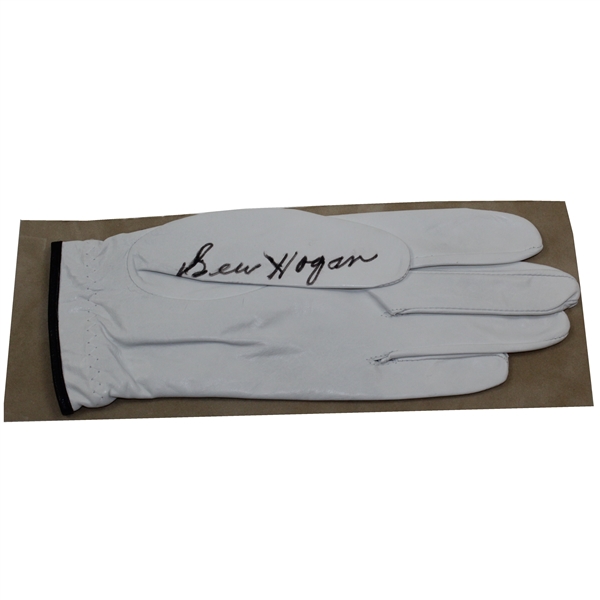 Ben Hogan Signed Mounted White LH Golf Glove with Nameplate JSA ALOA