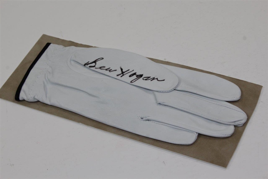 Ben Hogan Signed Mounted White LH Golf Glove with Nameplate JSA ALOA