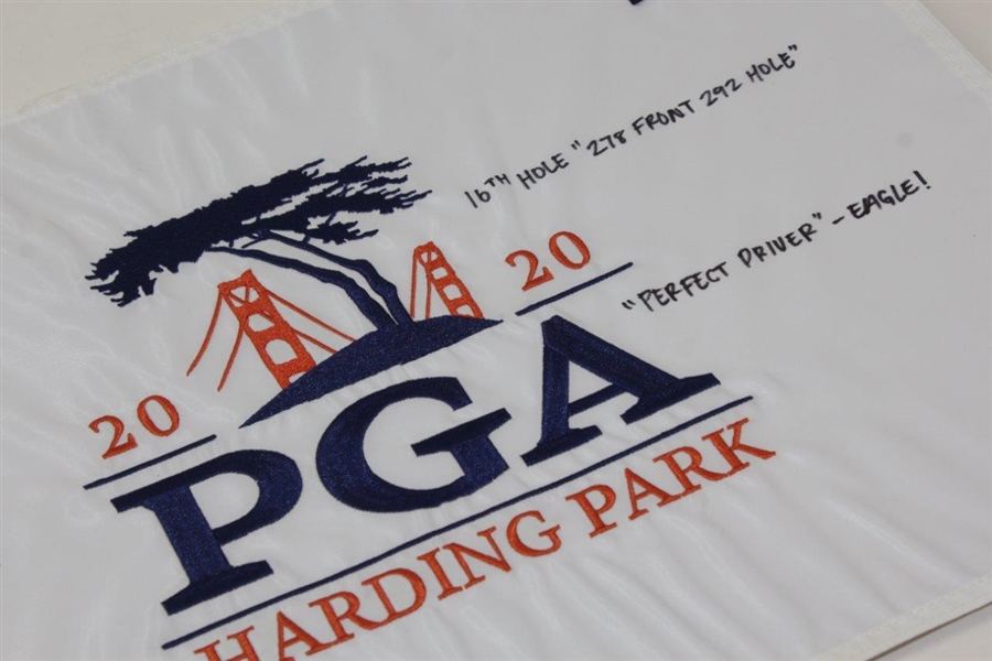 Collin Morikawa Signed 2020 PGA at Harding Park Flag with Multiple Inscriptions! JSA #WIT719879