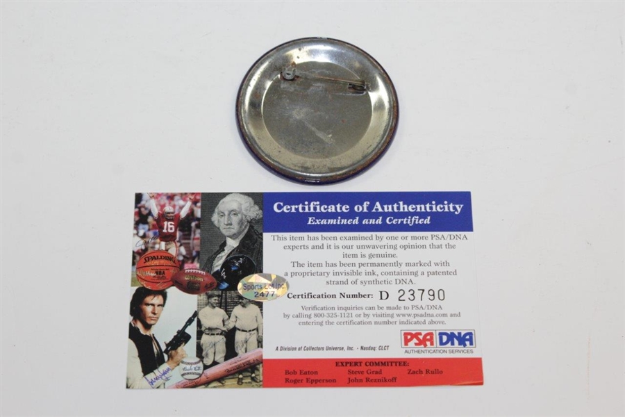 Arnold Palmer Signed 1967 LA Open Program & Golf's Golden Circle Guest Badge PSA/DNA D23790 