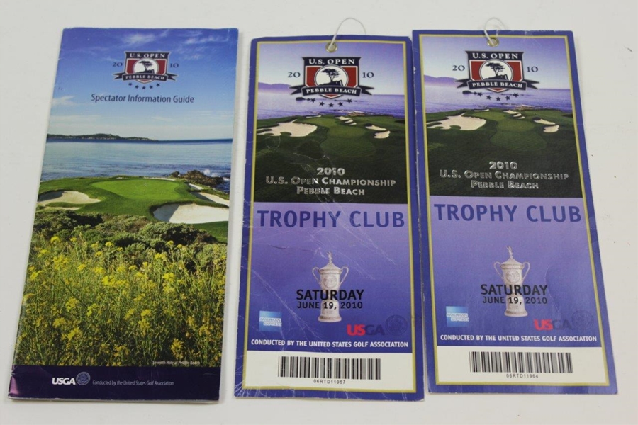 Two(2) 2010 U.S. Open at Pebble Beach Trophy Club Tickets with Spectator Guide