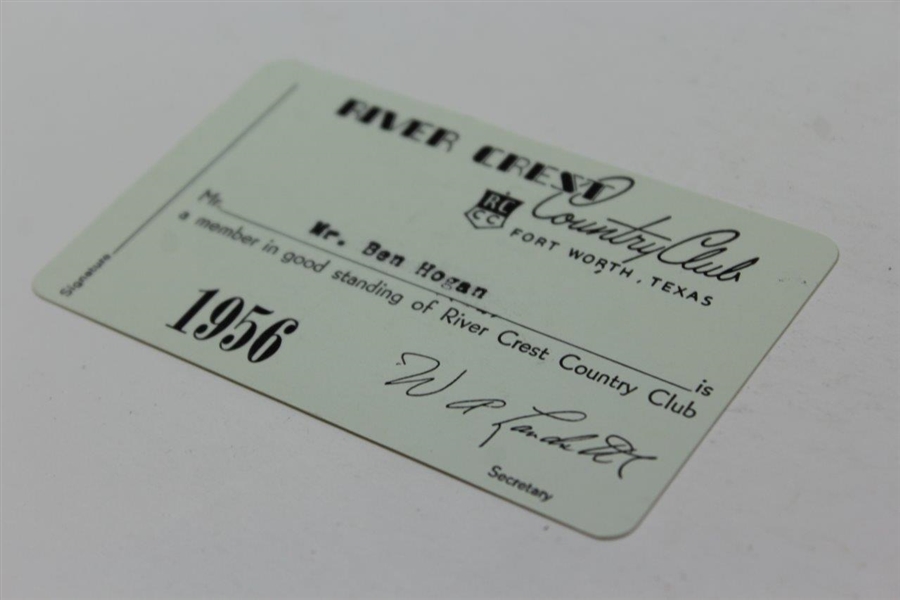 Ben Hogan's Personal 1956 River Crest CC Membership Card - From Ben's Secretary Estate 