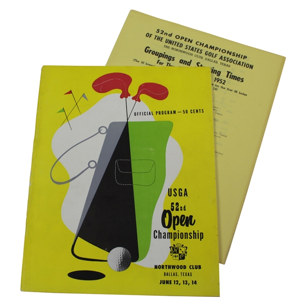 1952 US Open at Northwood Club Official Program with Pairing Sheets
