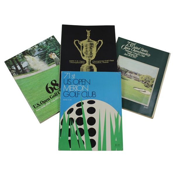 1968, 1969, 1971, & 1973 Official US Open Programs - Oak Hill, Champions GC, Merion & Oakmont