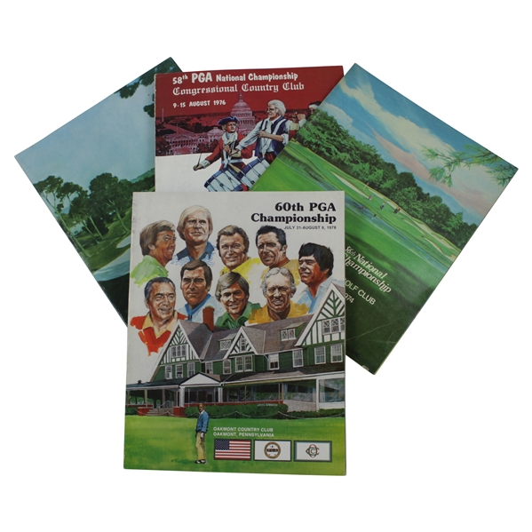 1974, 1976, 1977, & 1978 PGA Championship Programs - Tanglewood, Oakmont, Congressional & Pebble Beach