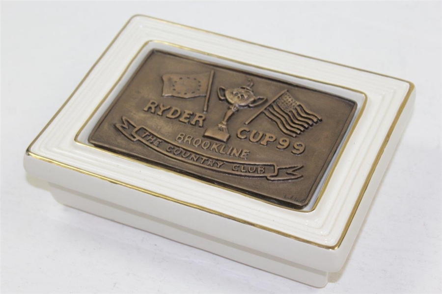 1999 Ryder Cup Brookline The Country Club Royal English Porcelain Playing Cards Holder Handcrafted By Arist Bill Waugh