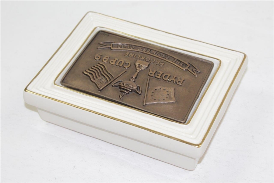 1999 Ryder Cup Brookline The Country Club Royal English Porcelain Playing Cards Holder Handcrafted By Arist Bill Waugh