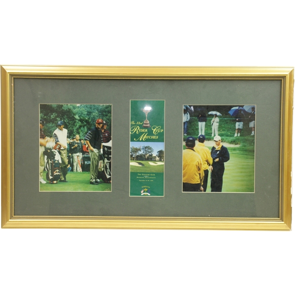 1999 The Ryder Cup at The Country Club Brookline Pairing Sheet with Photos Display - Framed