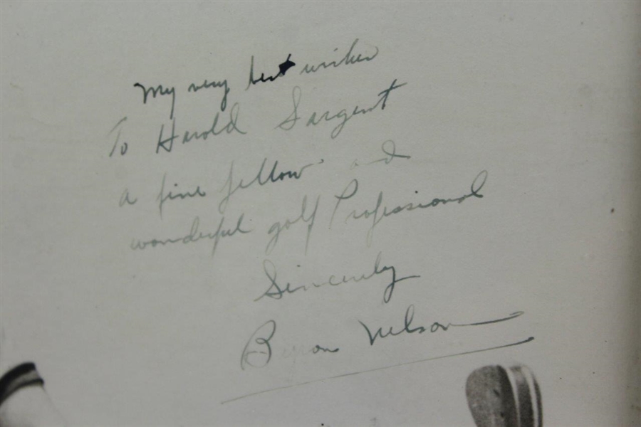 Byron Nelson Signed 16x20 to Harold Sargent with Inscription - Framed JSA ALOA