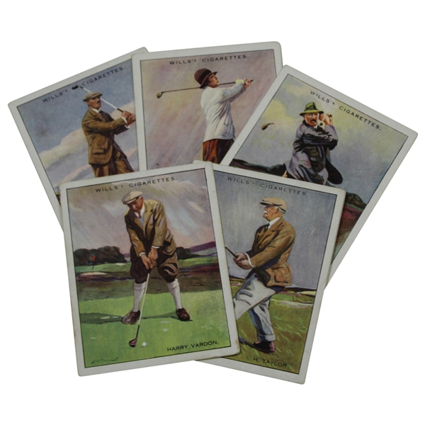 Harry Vardon, Edward Ray, J.H. Taylor, Abe Mitchell & Miss Cecil Leitch Will's Cigarettes Golf Cards