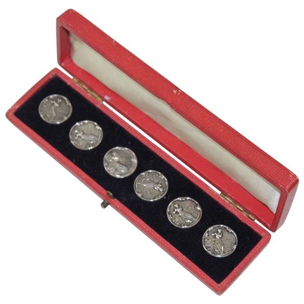Six(6) 1908 Womens Western Golf Association Silver Pins in Box