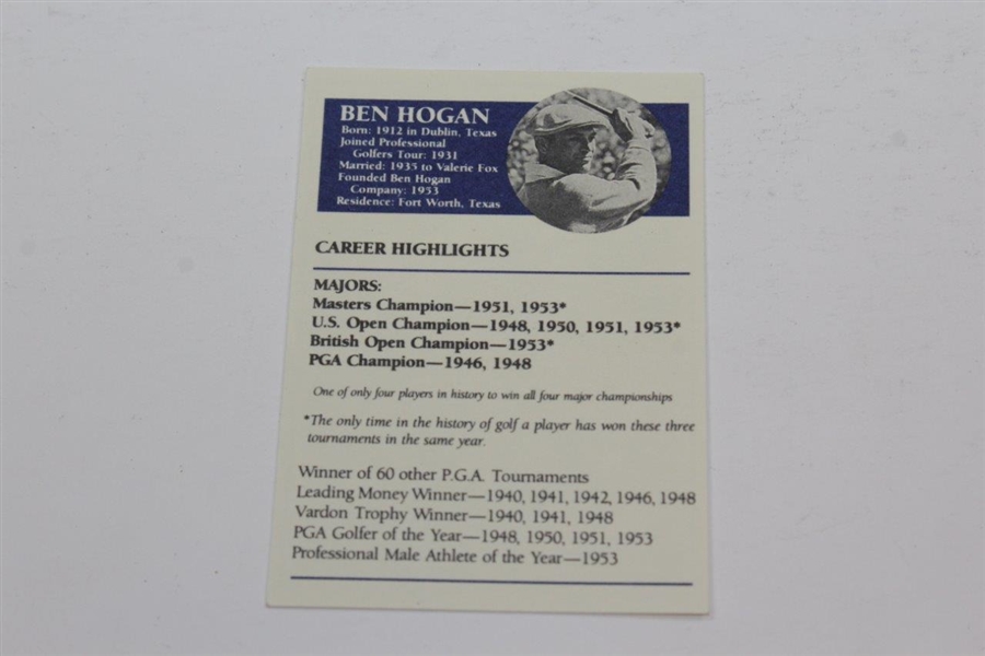 Ben Hogan Signed 'Career Highlights' Golf Card JSA ALOA