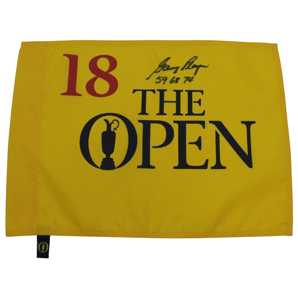 Gary Player Signed The OPEN Yellow '18' Screen Flag with Years Won Notation JSA ALOA