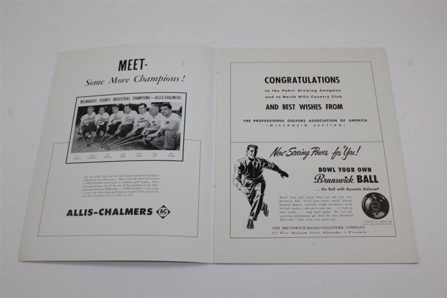 1951 Pabst Blue Ribbon Open Program with Champ Joe Kirkwood Signed 3x5 Card JSA ALOA