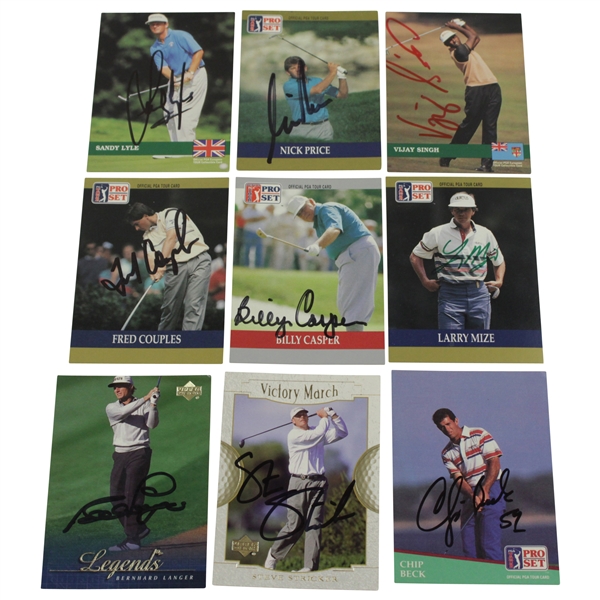 Casper, Langer, Mize, Singh, Price, Couples, & 3 others Signed Golf Cards JSA ALOA