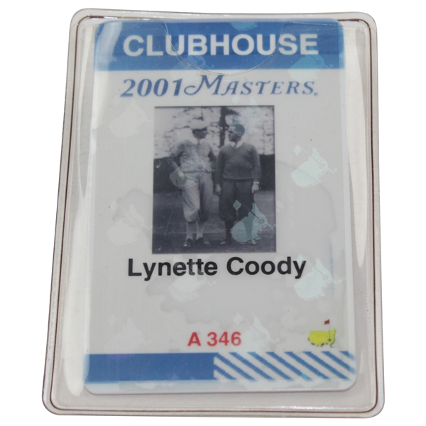 Lynette Coody's 2001 Masters Clubhouse Badge #A346 - Charles Coody Collection