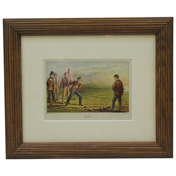 1887 Golfing Framed Drawing By Kronheim And Co. - London Printed 