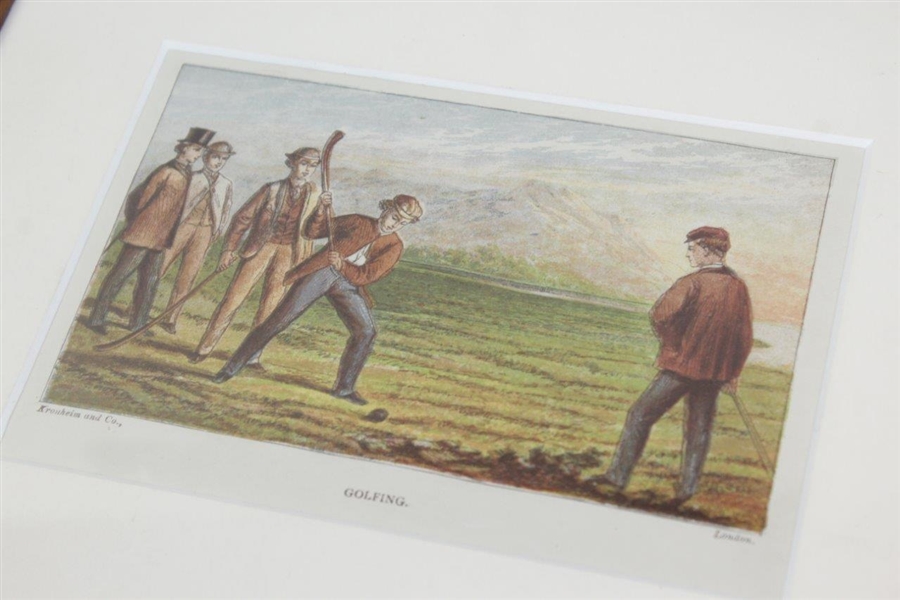 1887 Golfing Framed Drawing By Kronheim And Co. - London Printed 