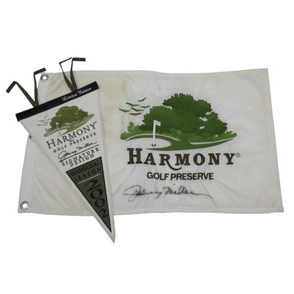 Johnny Miller Signed Harmony Golf Reserve Flag & Ltd Ed #24/200 Pendant JSA ALOA