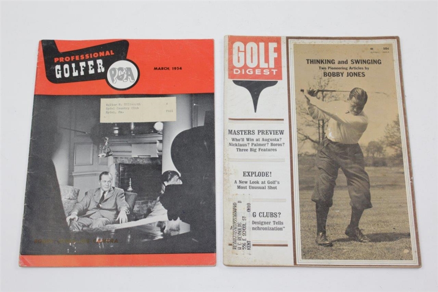 Bobby Jones on Covers of March 1954 Professional Golfer & April 1964 Golf Digest Magazines