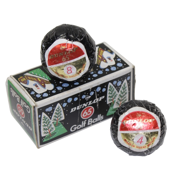 Vintage Pair of Wrapped Dunlop 65 Golf Balls in 'Christmas' Themed Box