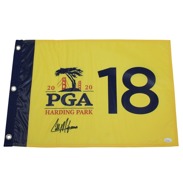 Collin Morikawa Signed 2020 PGA Championship at Harding Park Yellow Flag JSA #WIT719991