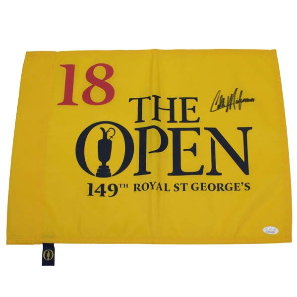 Colin Morikawa Signed 2021 OPEN Championship at Royal St. George's Yellow Flag JSA #WIT687554