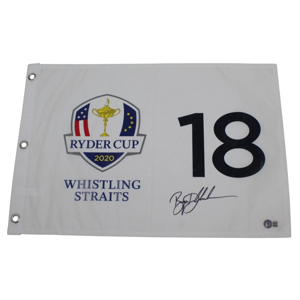 Bryson Dechambeau Signed 2020 Ryder Cup at Whistling Straits Screen Flag BECKETT #BB88040