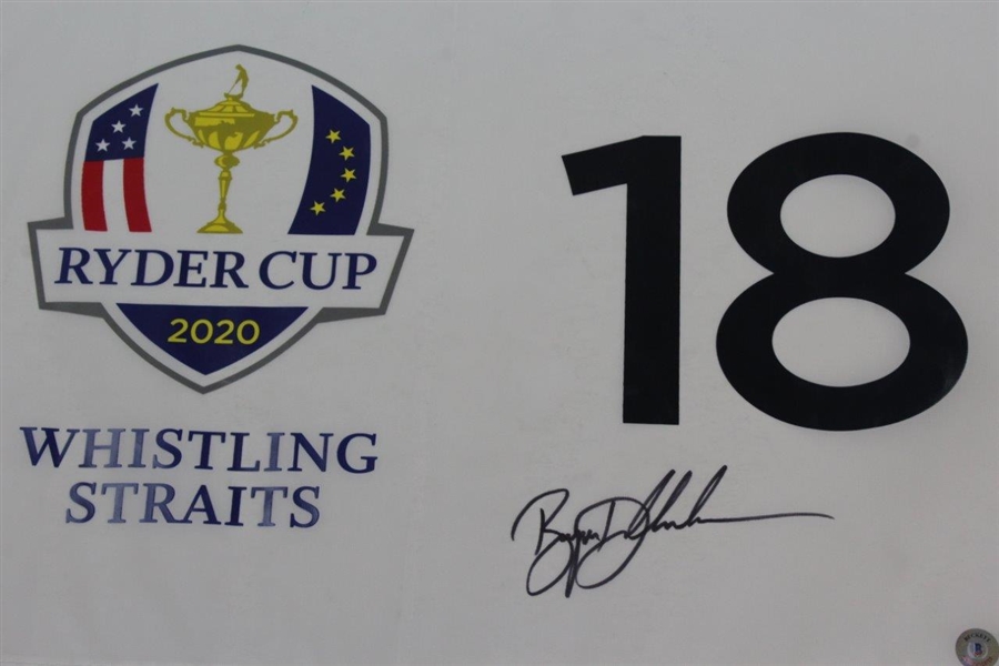 Bryson Dechambeau Signed 2020 Ryder Cup at Whistling Straits Screen Flag BECKETT #BB88040