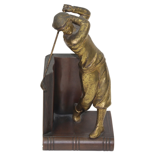 Classic Post-Swing Golfer with Book - Golf Themed Bookend