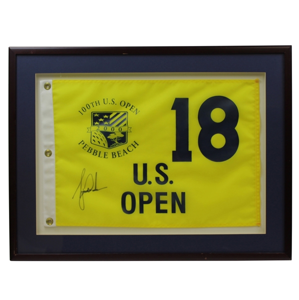 Tiger Woods Signed 2000 U.S. Open at Pebble Beach Screen Flag - Framed JSA ALOA