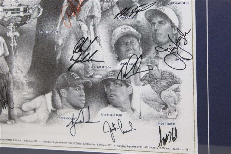 Tiger Woods & Team USA Signed 1997 Ryder Cup at Valderrama Poster - Framed JSA ALOA