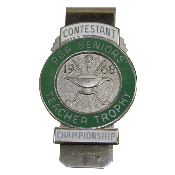 Rod Munday's 1968 PGA Seniors Teacher Trophy Championship Contestant Badge/Clip