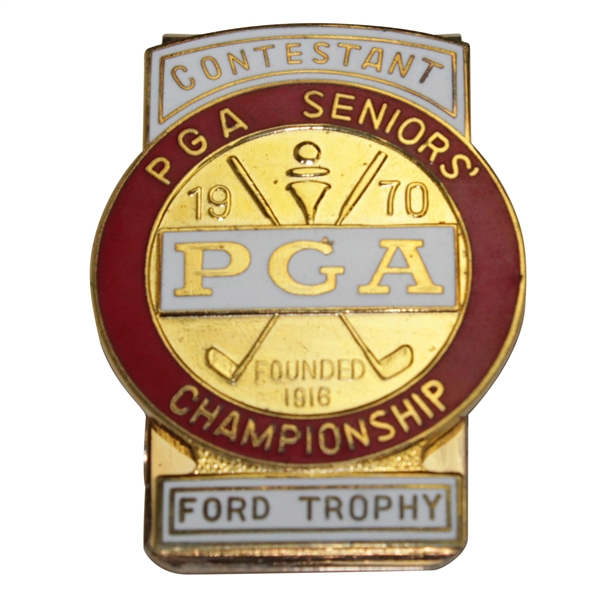 Rod Munday's 1970 Seniors PGA Championship Contestant Badge/Clip
