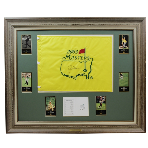 Jack Nicklaus Signed 2003 Masters Flag with Cards & Scorecard Presentation - Framed JSA ALOA