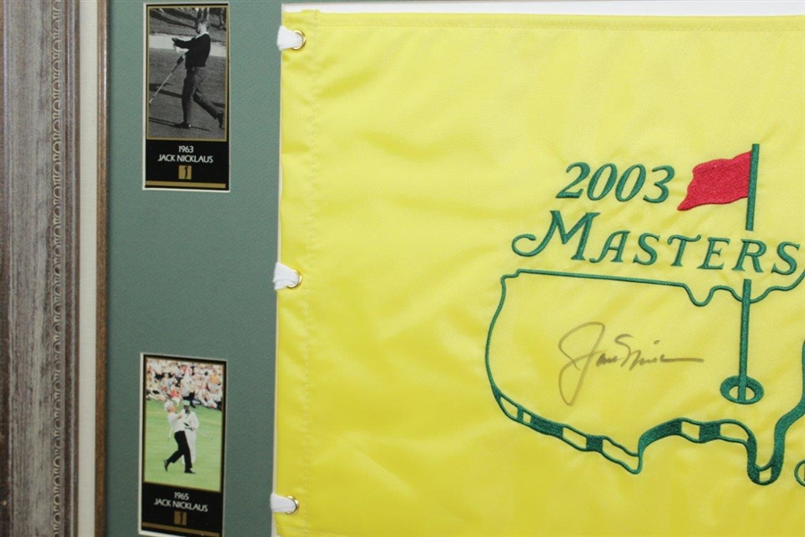 Jack Nicklaus Signed 2003 Masters Flag with Cards & Scorecard Presentation - Framed JSA ALOA