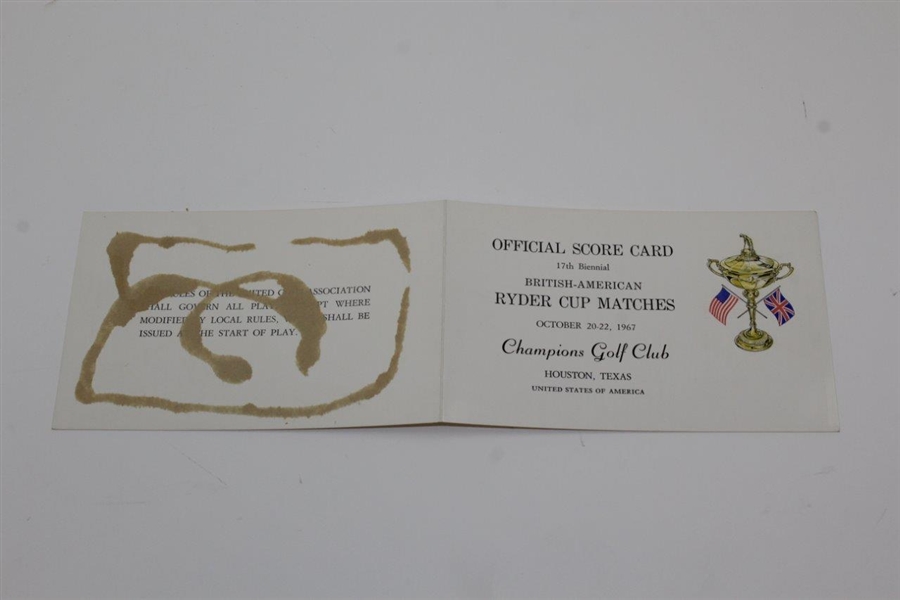 1967 Ryder Cup Matches at Champions Golf Club Official Score Card