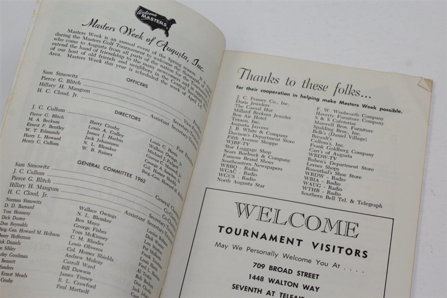 1962 Masters Week Souvenir Booklet - Arnold Palmer 3rd Win
