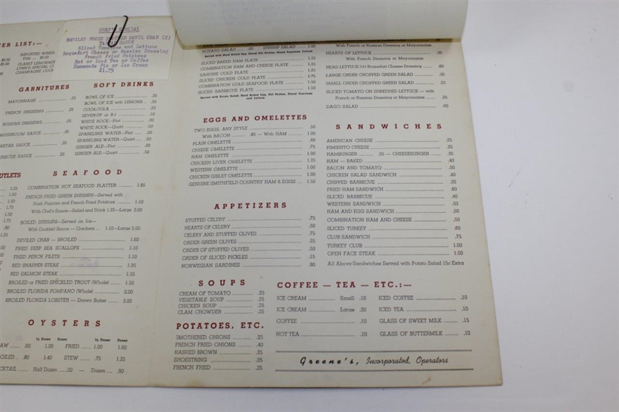 Augusta's The Lion Grill Menu 