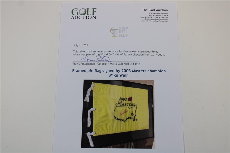 Mike Weir Signed 2003 Masters Embroidered Flag - World Golf Hall of Fame Collection JSA ALOA