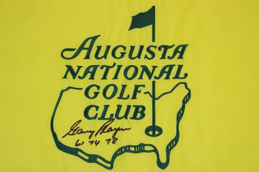Gary Player Signed Augusta National Golf Club Members Embroidered Flag with Years Won JSA ALOA