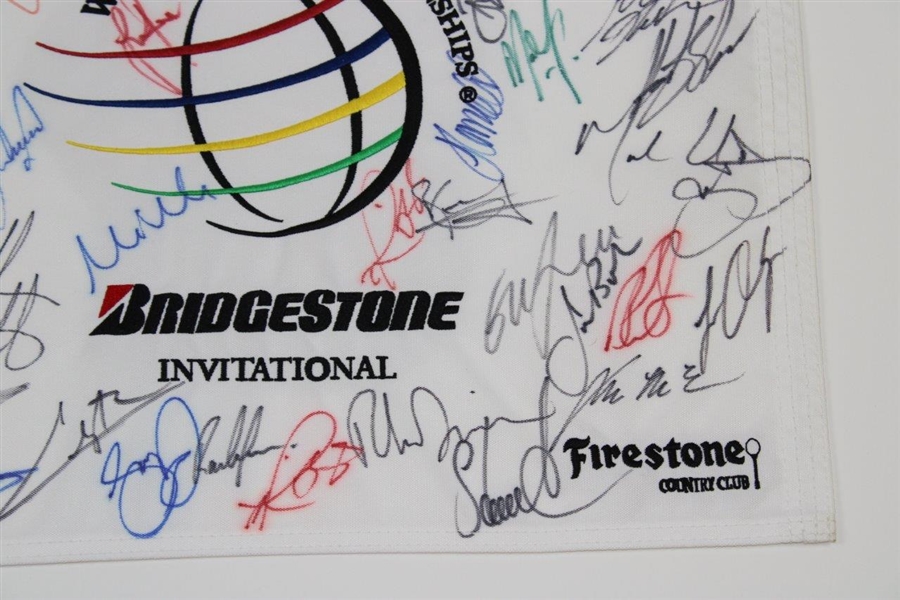 Multi-Signed Bridgestone at Firestone Embroidered Flag JSA ALOA
