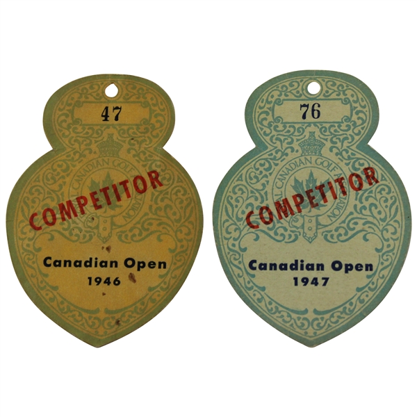 1946 & 1947 Canadian Open Competitor Badges - #47 & #76