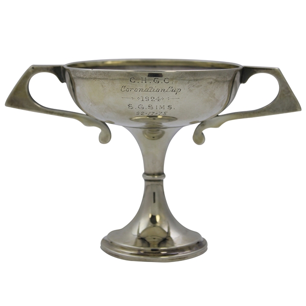 1924 C.H.G.C Coronation Sterling Silver Trophy Cup Won By S.G. Sims - 92-17 = 75